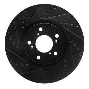 Acura MDX Brake Rotor (1) - Front Left - R1 Concepts - Drilled & Slotted - Black - `07-`20